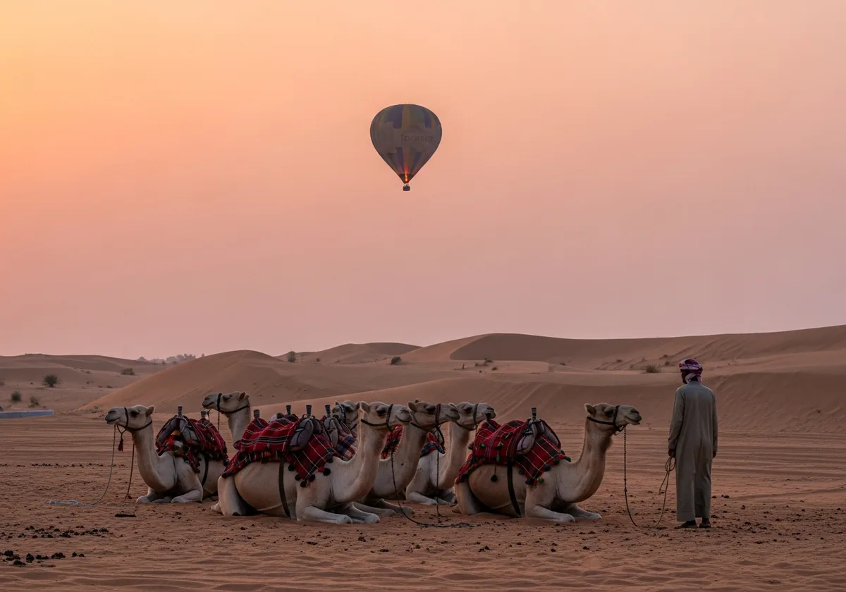 Camel ride included in the Hot Air Balloon Deluxe package