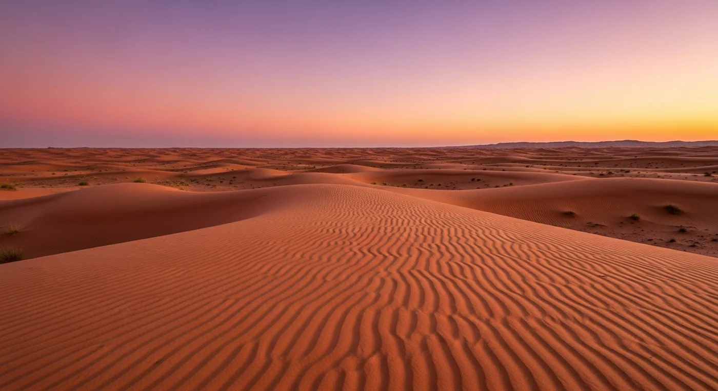 Panoramic view of the red dune desert near Dubai