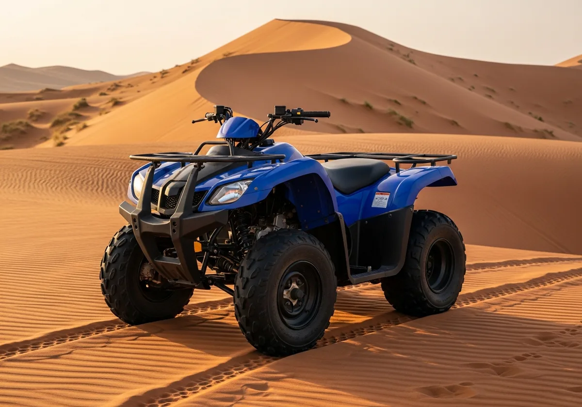 Yamaha Grizzly Quad Bike parked in the Dubai desert