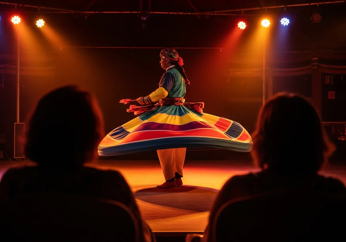 Tanura dance entertainment at the Evening Desert Safari camp